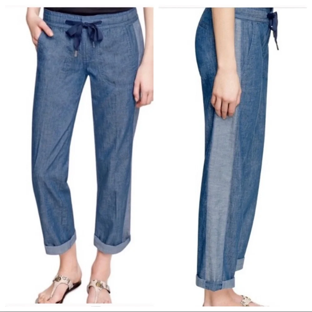 Tory Burch Blue Allegra Ribbon Casual Pants
